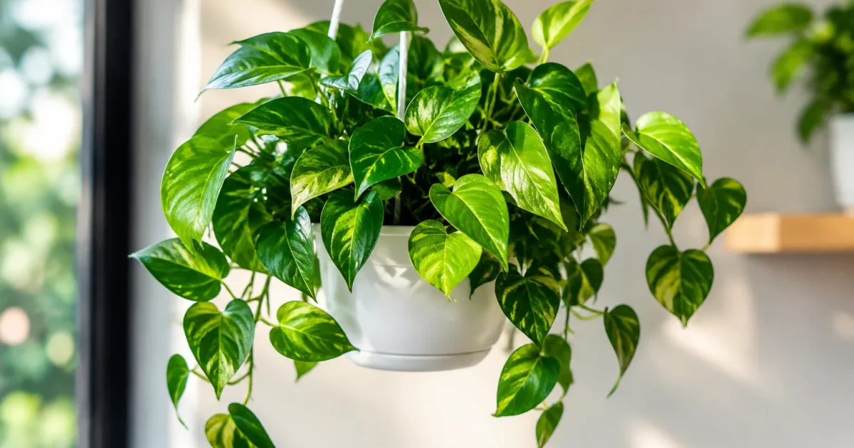 Main levant plante feuilles vertes systeme blanc suspendu visible