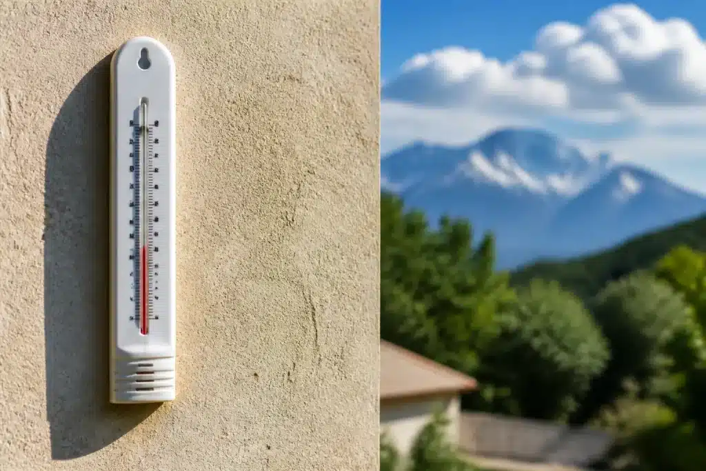Thermometre exterieur affichant temperatures differentes selon regions