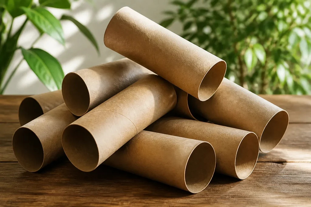 Tubes carton kraft recycles bruns de toilette