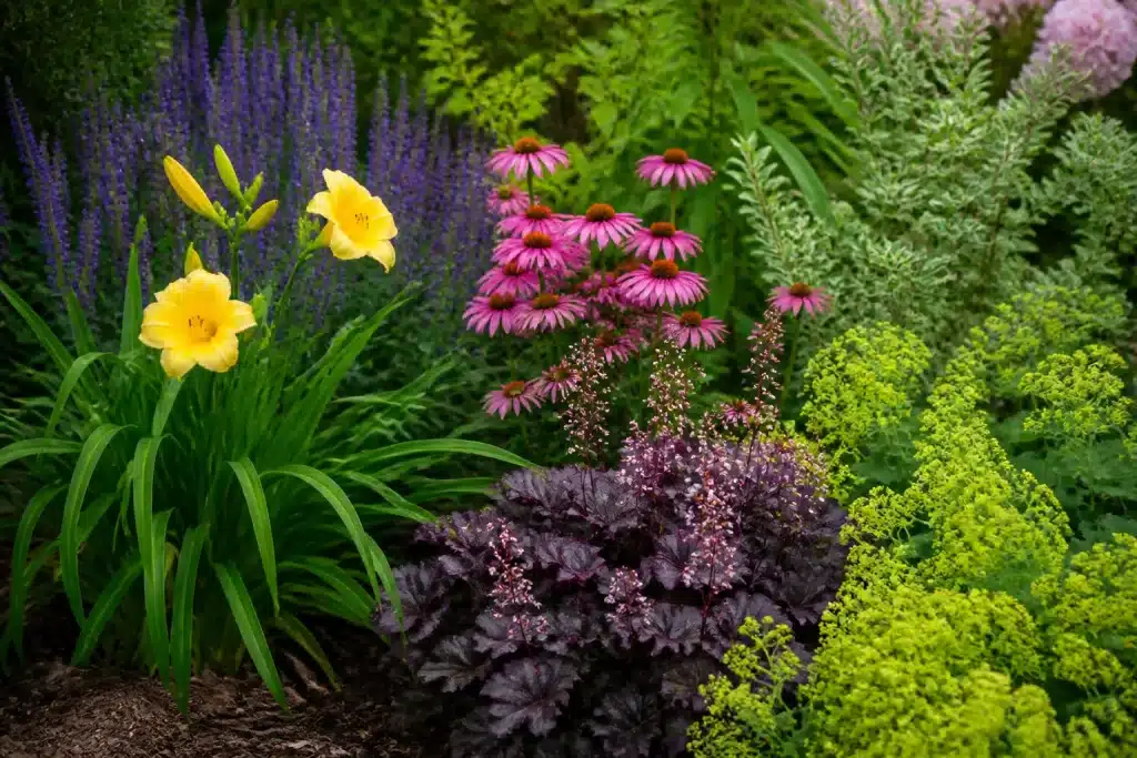 Plantes vivaces divisees multipliees dans massifs de jardin
