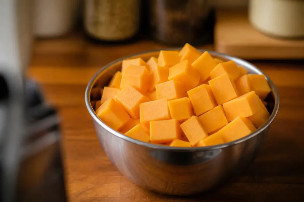 Bol en inox rempli de cheddar doux